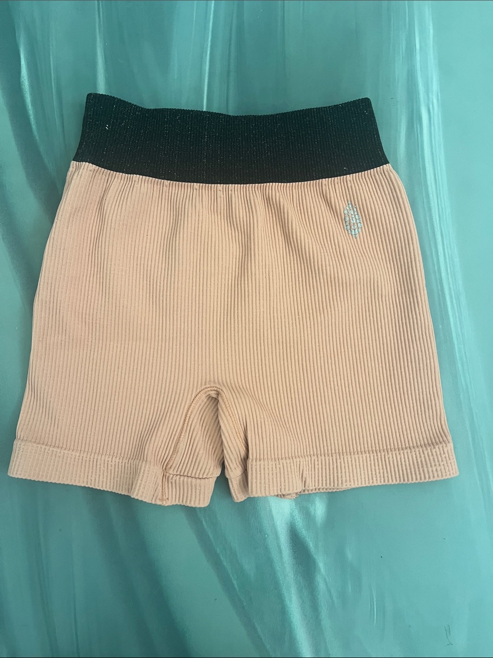 Free People Movement Ribbed Pink /Mauve Bike Shorts with Black Waistband XS/S